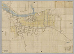 吉田城の絵図と現在地図